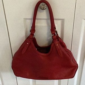 Red pebble grain leather Cole Hahn shoulder bag